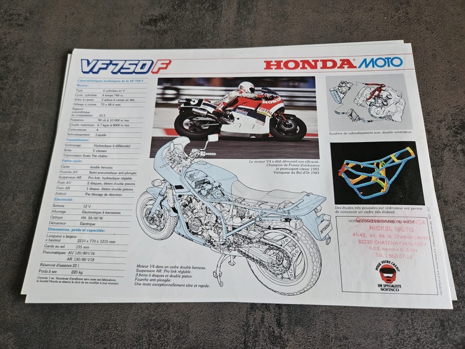 Prospectuce HONDA VF750F réf 317 Prospectus Brochure Catalogue Moto | eBay