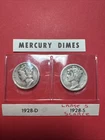 1928 D & S 10C Mercury Dimes Set 90% Silver