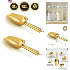 Mini Scoop Set of 2, Stainless Steel Small Candy Sweet Ice Cube Scoops for Ho...