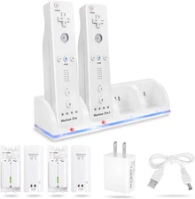 4-In-1 Charging Station for Wii&Wii U Remote Controller,Charger with 4 Rechargea
