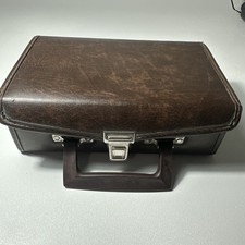 Vintage Cassette Tape Carrying Case 12 Slot Holder Faux Leather BMI Brown Tote