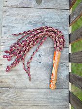 Handmade real Leather Flogger   10 Tails Cowhide Wooden Handle Whip