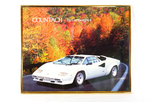 1985 White Lamborghini Countach Poster 16x20 Inches Original Glass Frame