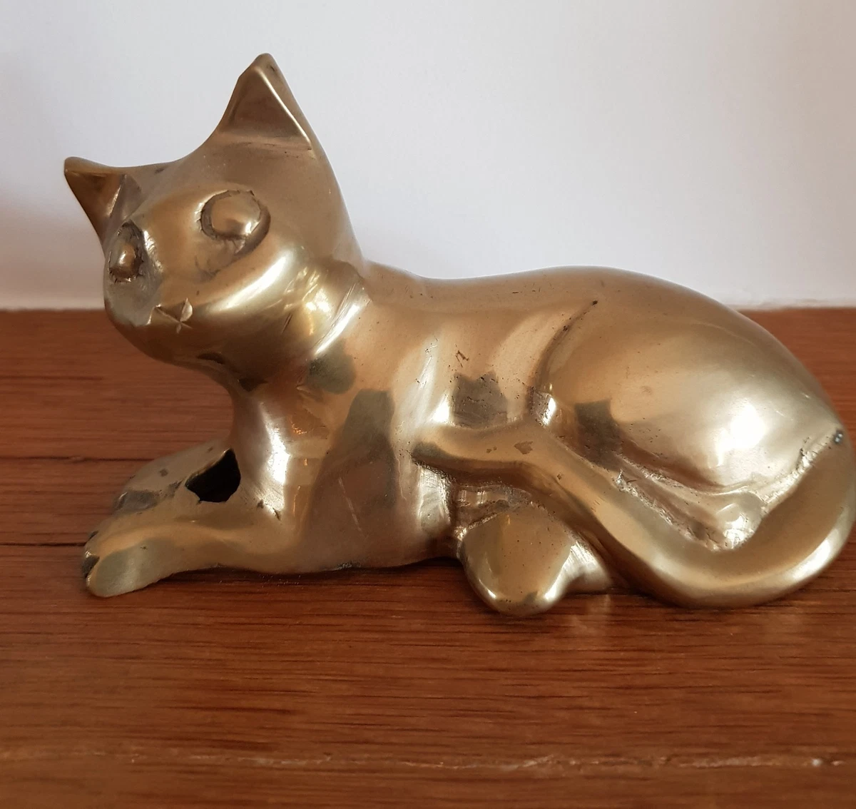 Figurine Chat Tigré En Céramique Peinte à La Main