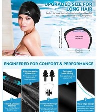 2 Pack Large Swim Caps for Long Hair, Silicone Swimming Cap for Adult Women Men,