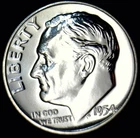 1954 GEM PROOF SILVER Roosevelt Dime Coin SUPERB FLASHY PRF LOT #PQ70  NR