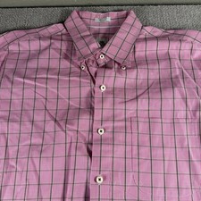 Peter Millar Shirt Mens XL Pink Plaid Button Down Long Sleeve Cotton Casual