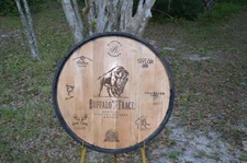 Buffalo Trace Bourbon Whiskey Barrel Lid/Head with Outside Metal Ring and Staves