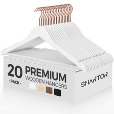 Wooden Hangers 20 Pack, Heavy Duty Non-Slip Coat Pant Hangers