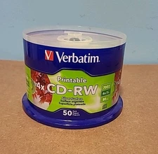 VERBATIM CD-RW PACK OF 50 PRINTABLE/IMPRIMIBLE FAST SHIP
