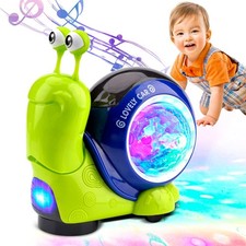 Crawling Snail Toy Electric Music Light Up Kids Toddler Interactive Toys Xmas