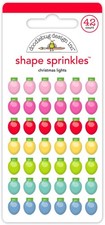 Doodlebug Sprinkles Puffy Stickers Christmas Lights Bright Colors Pink Green