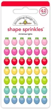 Doodlebug Sprinkles Puffy Stickers Christmas Lights Bright Colors Pink Green