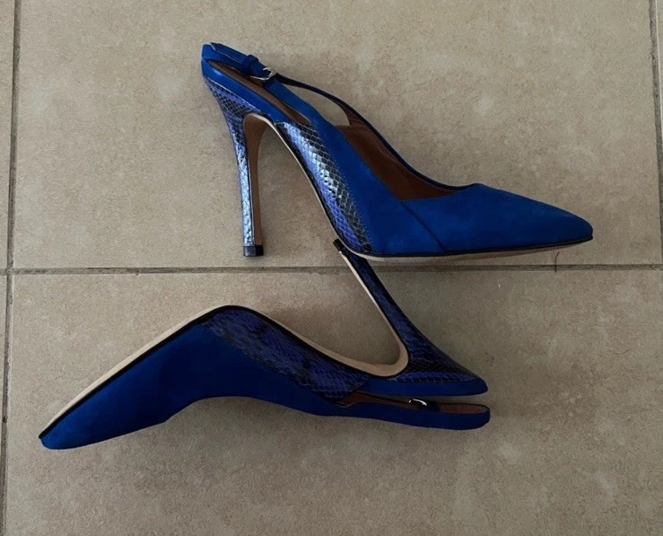 Sigerson Morrison синий змея кожи слинга назад каблуки 6,5 - Изображение 4 из 4