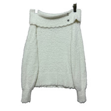 Lipsy London Cream Bardot Off Shoulder Fluffy Knit Jumper UK 12