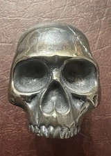 Antique Solid Sterling Silver Skull Memento Relic Figurine Statue 267 Grams Rare