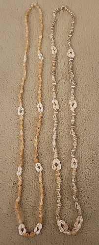 Two Vintage Handmade Sea Shell Necklaces Hawaii