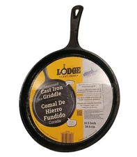 Lodge L9OG3 Pre-Seasoned Round Griddle 10.5-Inch Cast-Iron Frying Pan