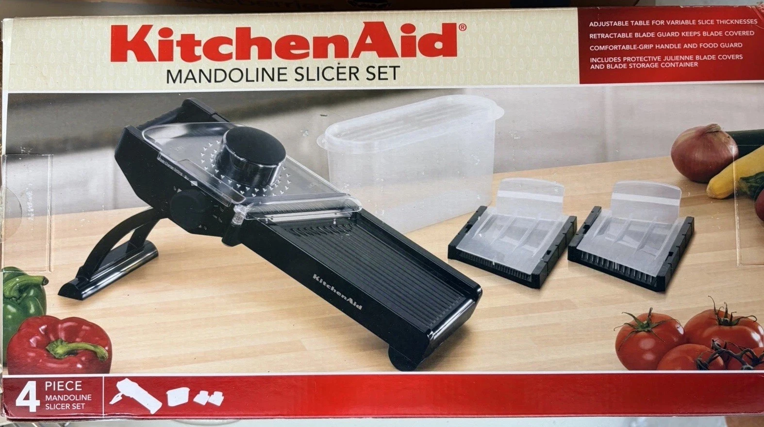 KitchenAid Mandoline Slicer Set New In Box Black Thickness Dial, Blade Storage