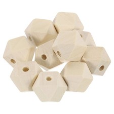 10 Pcs Geometric Wood Beads, 18mm/0.71inch Natural Color Loose Spacer Beads
