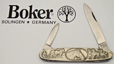Vintage BOKER SOLINGEN GERMANY ROSTFREI Penknife - Sculpted Metal Handles