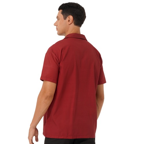 Men Rockabilly Style Short Sleeve Fifties Bowling Casual Button-Down Camp Shirts - Picture 102 of 196