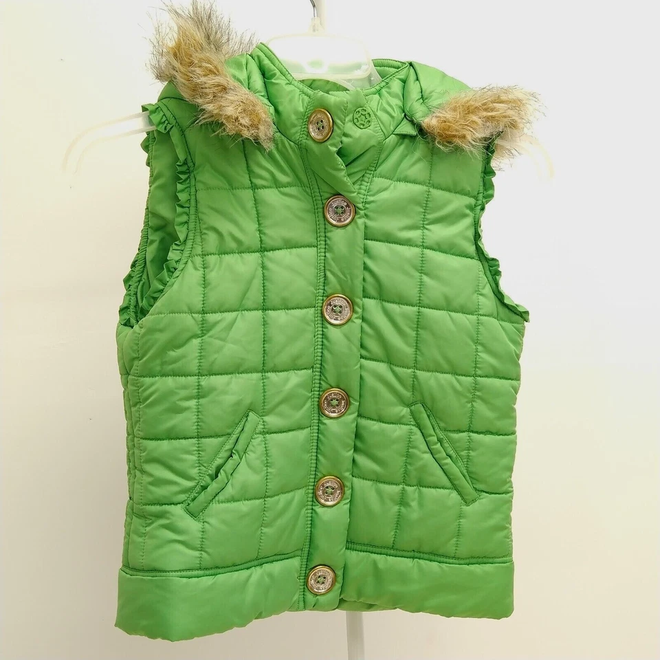 Chaleco Justice Chaqueta Niñas Talla 12 Verde Sudadera con Capucha Sin Mangas Bolsillo Cremallera Abullonada Chaleco Foto 4 de 4