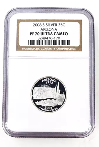 Proof 2008 S Silver Arizona State Quarter NGC PF 70 K71