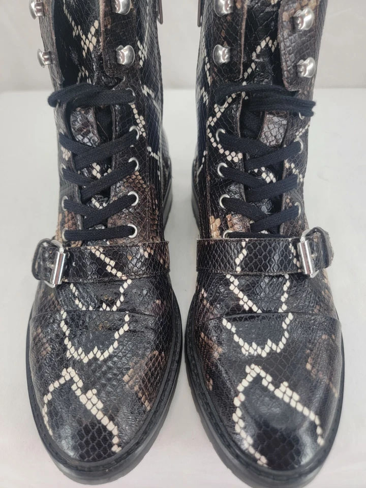Botas de combate AllSaints Donita marrón piel de serpiente con cordones Euro 40 para mujer EE. UU. 9,5 Foto 4 de 4