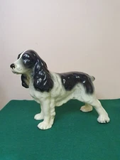 Large Vintage Coopercraft Black And White Spaniel Figurine 