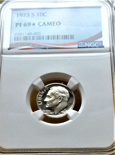 1973-S NGC PF69 * Star Cameo Roosevelt Dime 10c