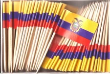 One Box of 100 Ecuador Toothpick Flags, 100 Small Mini International Flags