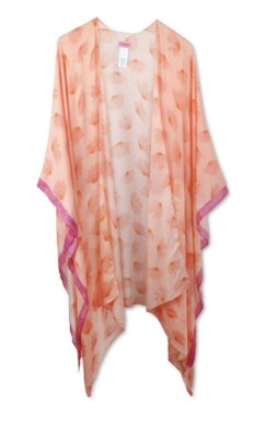 Kate Spade women's Falling Flower Ruana Wrap Cover Kimono- one size - Orange