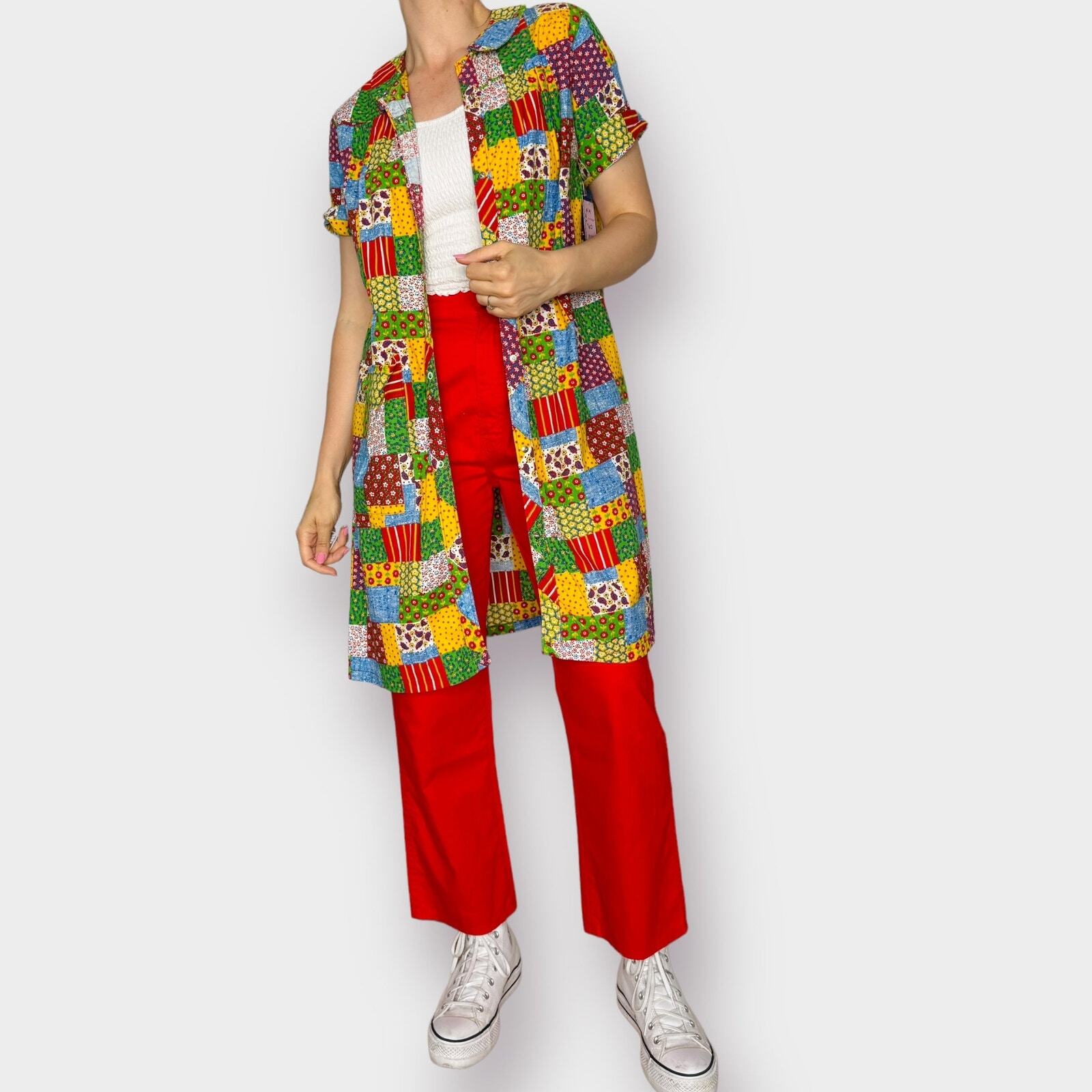 70s Patchwork Print House Coat - image 6
