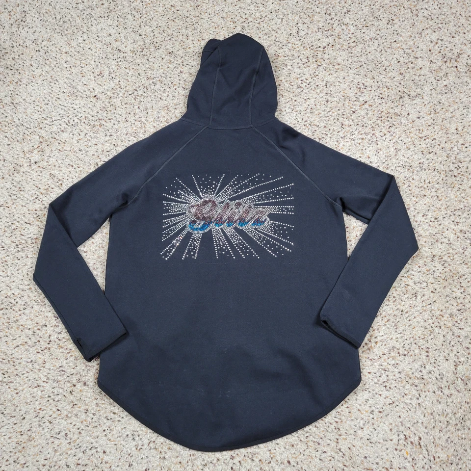 Nike Sudadera con Capucha Mujer Mediana Negra Tecnología Polar Cremallera Sudadera Suéter Bling Damas Foto 2 de 4