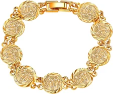 18K Gold Plated Allah Bracelet for Women Men Islamic Muslim Jewelry Gifts 7.5"