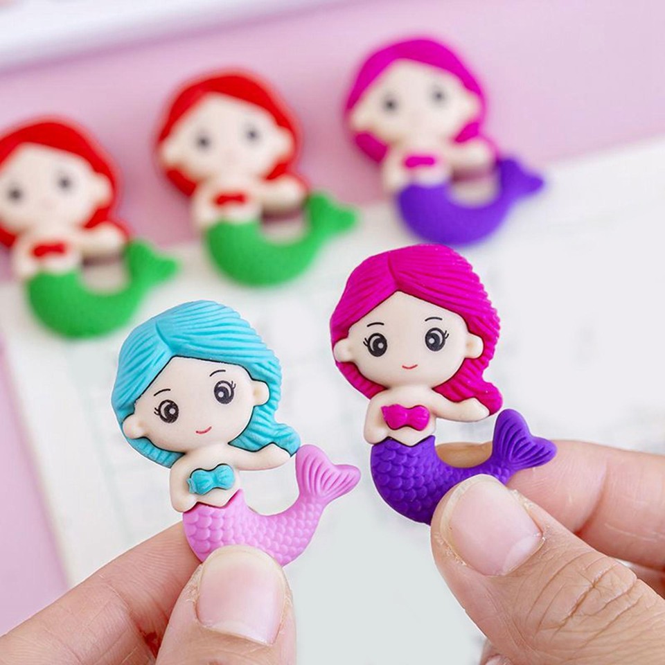 6Pcs Mermaid Erasers School Supplies Classroom Rewards eBay