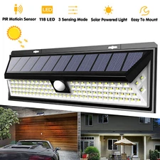118LED Solar Wall Light Wireless Light Outdoor Sensor Motion IP65 Security Lamp
