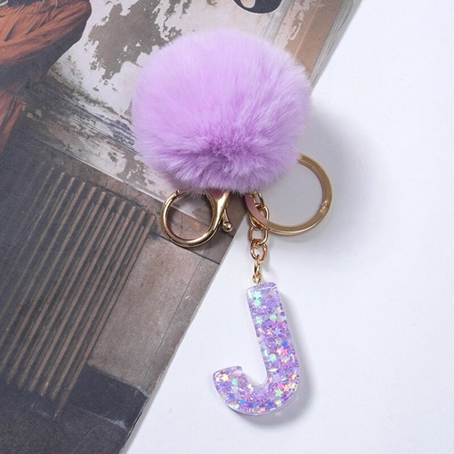 Purple Hairball 26 Letters A-Z Resin Keychain 26 Initials Pendant Keyring Decor - Picture 10 of 37