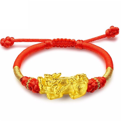 999 24K Yellow Gold Men Women Wealth Dragon Son Pixiu Bracelet - Picture 2 of 4
