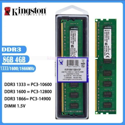 Kingston DDR3 4G 8G 1066/1333/1600/1866 Mhz DIMM Desktop Speicher 240Pin NON-ECC - Afbeelding 1 van 7