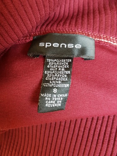 Spense sleeveless stretch jersey spandex turtleneck dress career Burgundy size 8 - Picture 6 of 6