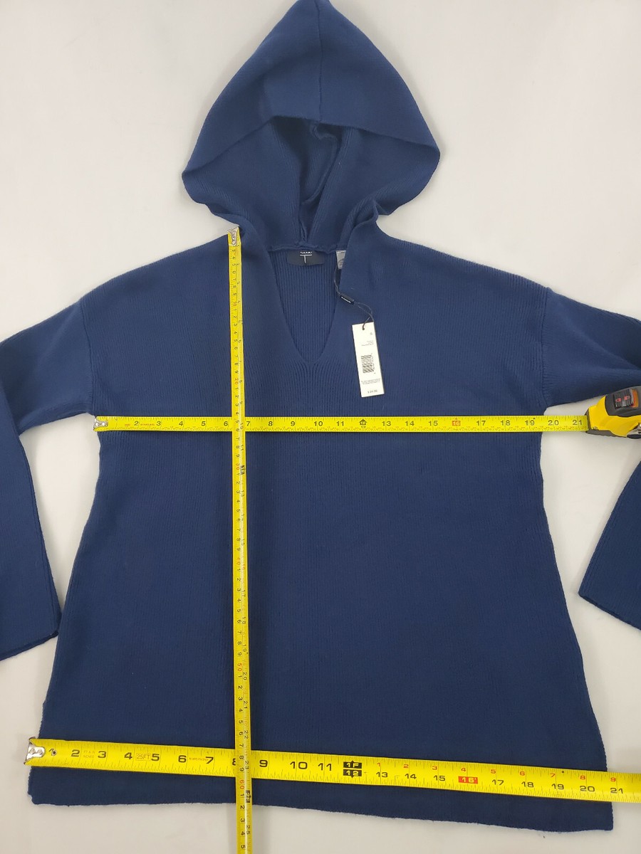 Tahari women sweater hoodie TH15314 241597 prussian blue navy sz S