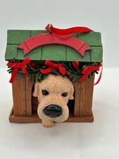 Kurt S Adler The Dog Artist Collection w/Decorated Dog House Red Bows Ornament