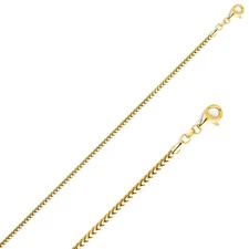 14K Real yellow Gold 2.2 mm Roundish Franco Chain - 8" - 26''