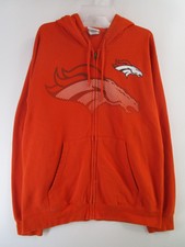 Majestic Womens L Drawstring Full Zip Up Hoodie Jacket Orange