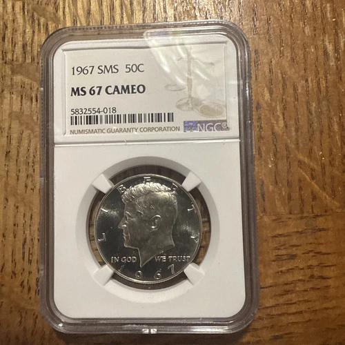 1967 SMS Kennedy Half Dollar | NGC MS67 Cameo