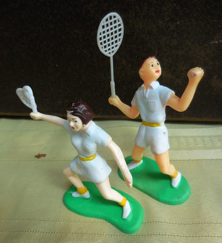 VINTAGE CAKE TOPPER DIPINTO A MANO PLASTICA TENNISTA FIGURA HONG KONG#FG - Foto 6 di 8