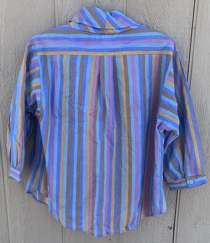 Vintage New Generation of Dallas striped pullover blouse new wave 80s 1980s sz M - Picture 3 of 12