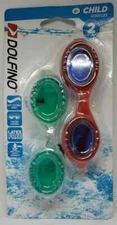 Dolfino Child 4+ Swim Goggles Red and Green 2 Pack (LOC404 BK-1)